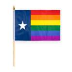 AGAS Texas Rainbow Stick Flag 12x18 inch Flag on a 24 inch