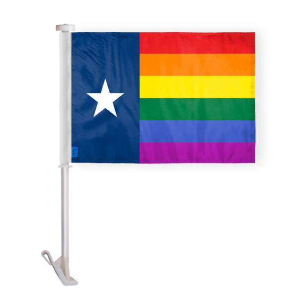 AGAS Texas Rainbow Car Window Flag 10.5x15 inch