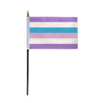 AGAS Small Bigender Pride Flag 4x6 inch Flag on a 11 inch Plastic Stick