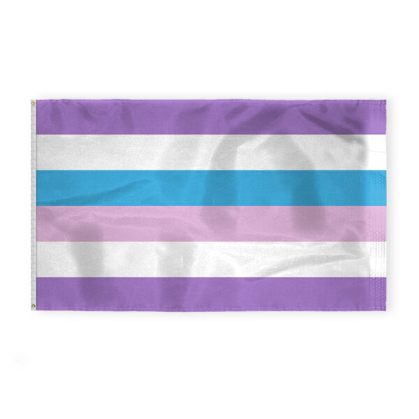 AGAS Large Bigender Pride Flag 6x10 Ft - Double Sided Printed 200D Nylon