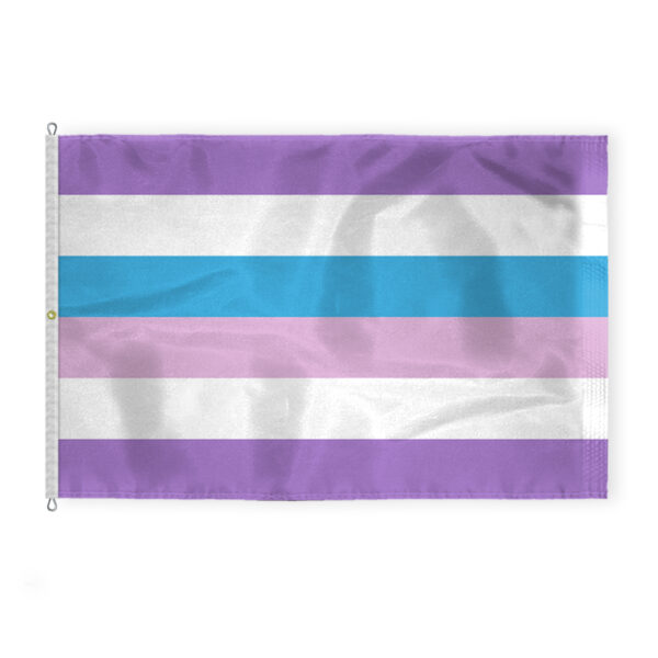AGAS Large Bigender Pride Flag 8x12 Ft - Double Sided Printed 200D Nylon