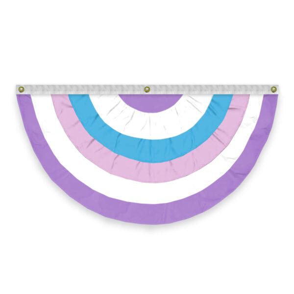 AGAS Bigender Pride Pleated Fan Bunting Full Fan 3x6 ft Black and Blue Stripes with Heart