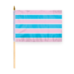 AGAS Transsexual Pride Stick Flag 12x18 inch Flag on a 24 inch Wooden Stick