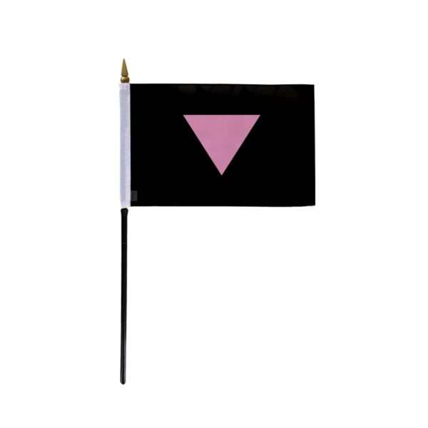 AGAS Small Pink Triangle Pride Flag 4x6 inch Flag on a 11 inch Plastic Stick