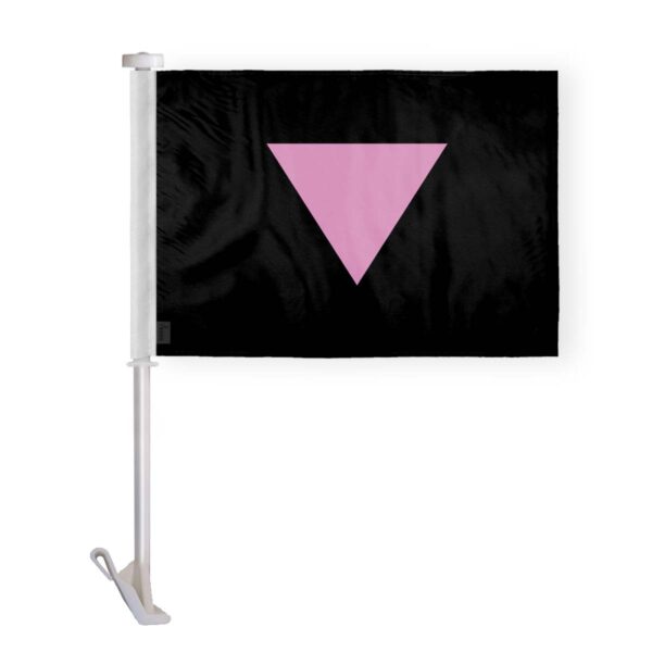AGAS Pink Triangle Pride Car Window Flag 10.5x15 inch