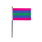 AGAS Small Trigender Flag 4x6 inch Flag on a 11 inch Plastic Stick