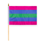 AGAS Mini Trigender Stick Flag 12x18 inch Flag on a 24 inch Wooden Flag Stick