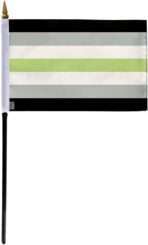 AGAS Small Agender Pride Flag 4x6 inch Flag on a 11 inch Plastic Stick