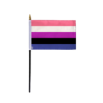 AGAS Small Genderfluid Pride Flag 4x6 inch Flag on a 11 inch Plastic Stick