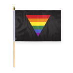 AGAS Black Rainbow Triangle Stick Flag 12x18 inch Flag