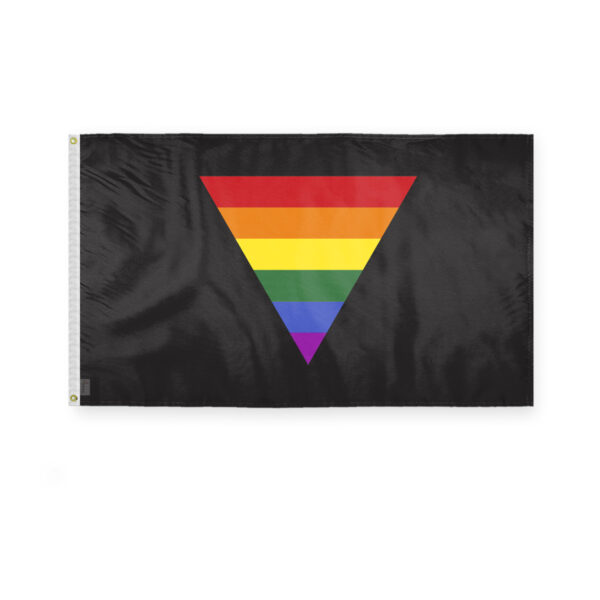 AGAS Black Rainbow Triangle Flag 3x5 Ft - Polyester
