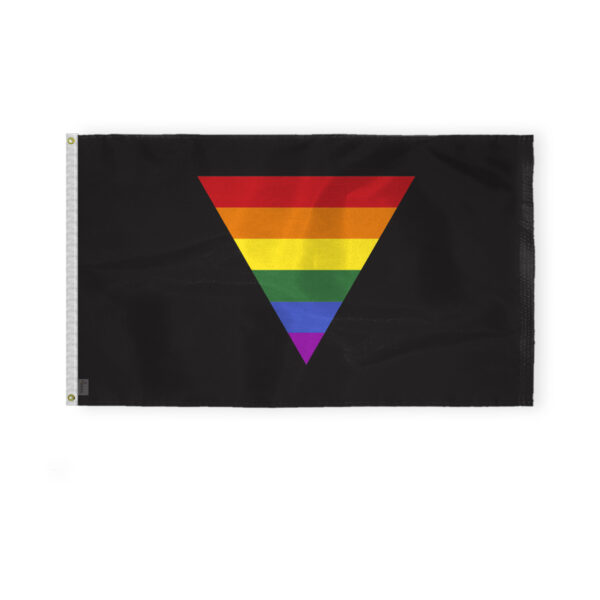 AGAS Black Rainbow Triangle Flag 3x5 Ft - Printed 200D Nylon
