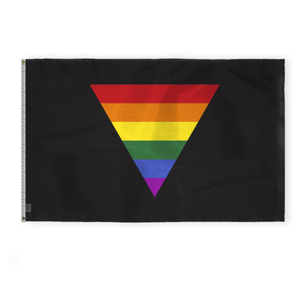AGAS Black Rainbow Triangle Flag 4x6 Ft - Printed 200D Nylon