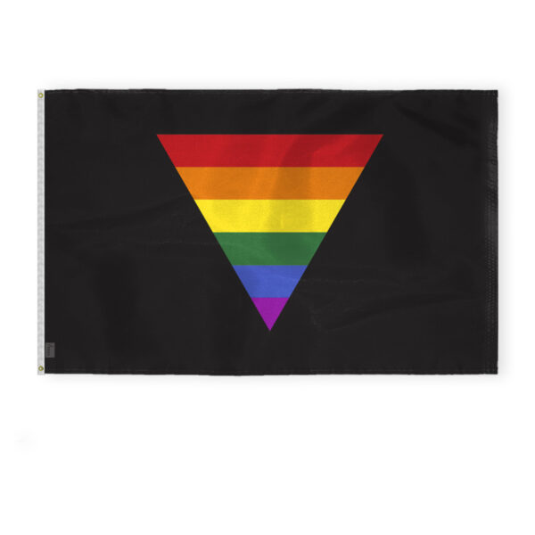 AGAS Large Black Rainbow Triangle Flag 6x10 Ft - Printed 200D Nylon