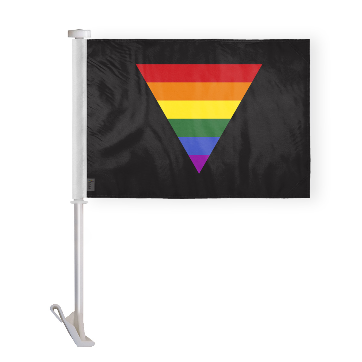 AGAS Black Rainbow Triangle Car Window Flag 10.5x15 inch