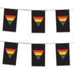 AGAS Black Rainbow Triangle Streamers for Party 60 Ft Long