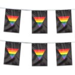 AGAS Black Rainbow Triangle Streamers for Party 60 Ft long - 5 Mil Plastic