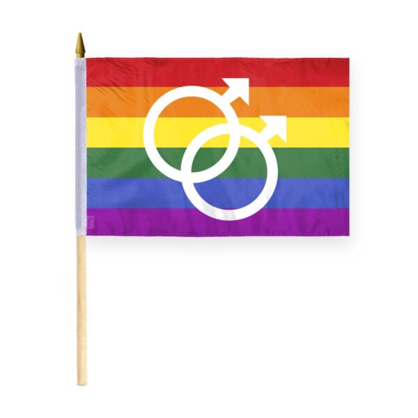 AGAS Double Male Stick Flag 12x18 inch Flag on a 24 inch Wooden Flag Stick