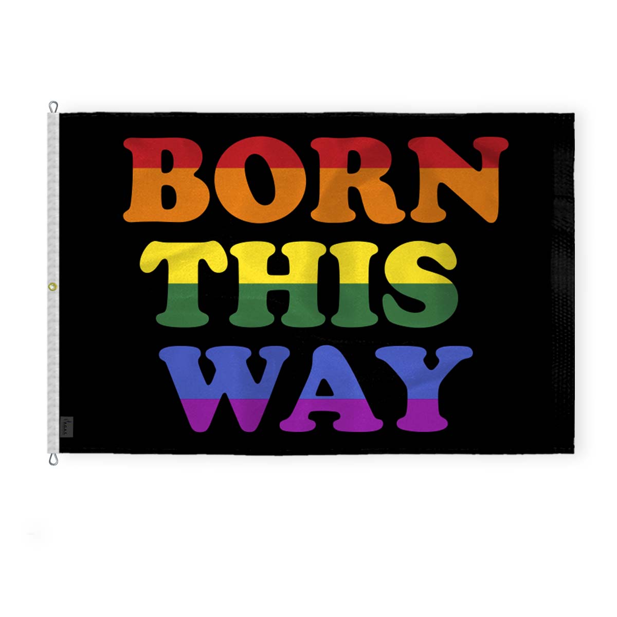 AGAS Large Born This Way Pride Flag 8x12 Ft - Printed 200D Nylon