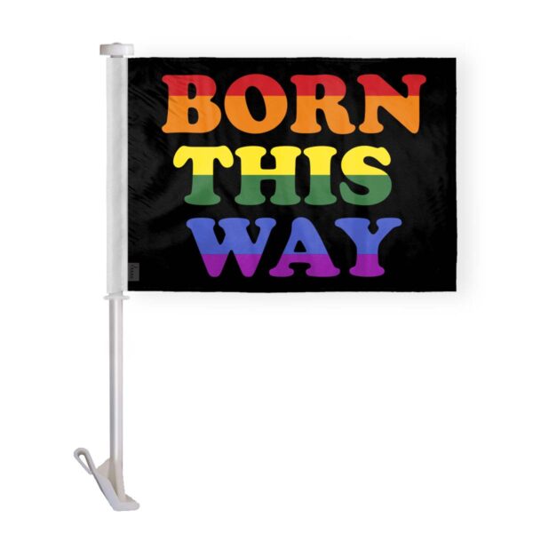 AGAS Born This Way Pride Car Window Flag 10.5x15 inch