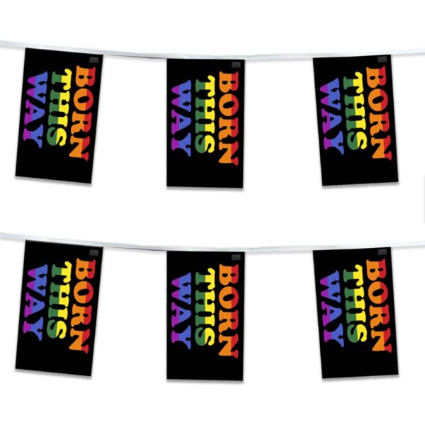 AGAS Born This Way Pride Streamers for Party 60 Ft long - 5 Mil Plastic