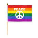 AGAS Rainbow Peace Sign Stick Flag 12x18 inch Flag