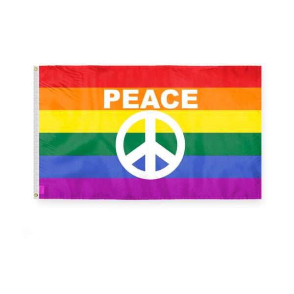 AGAS Rainbow Peace Sign Flag 3x5 Ft - Polyester