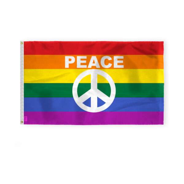 AGAS Rainbow Peace Sign Flag 3x5 Ft - Printed 200D Nylon