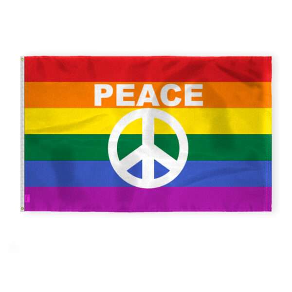 AGAS Rainbow Peace Sign Pride Flag 4x6 Ft - Printed 200D Nylon