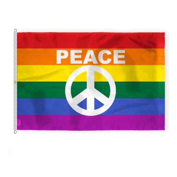 AGAS Large Rainbow Peace Sign Pride Flag 10x15 Ft
