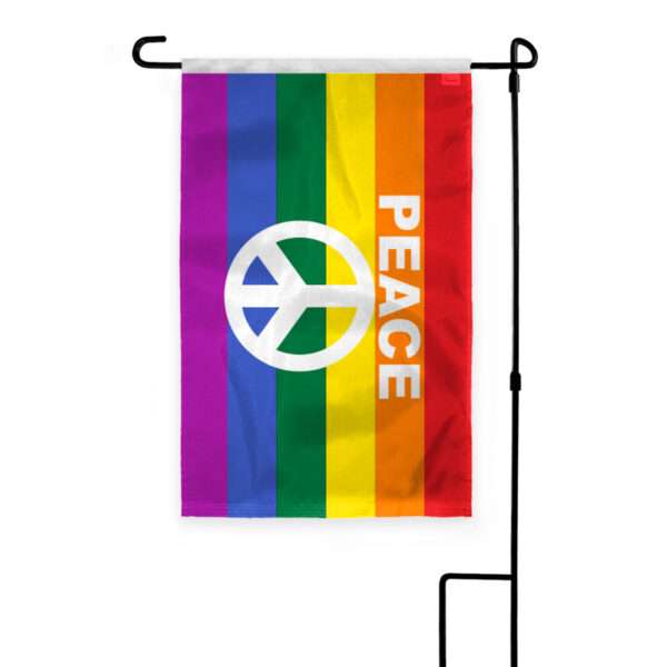 AGAS Rainbow Peace Sign Garden Flag 12x18 inch