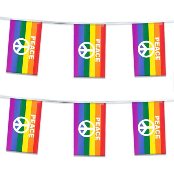 AGAS Rainbow Peace Sign Streamers for Party 60 Ft long - 5 Mil Plastic