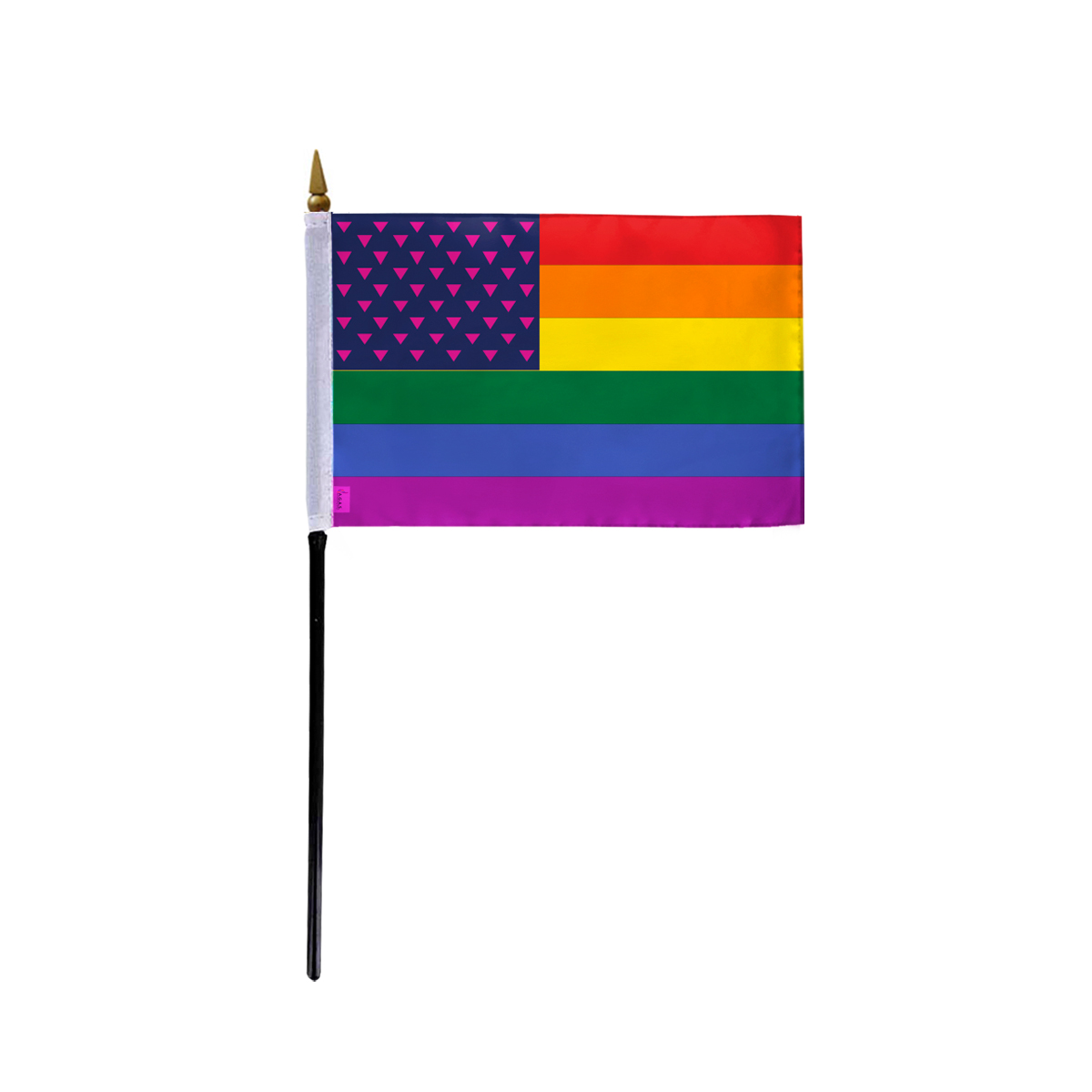 AGAS Small New Old Glory Triangles Pride Flag 4x6 inch Flag on a 11 inch