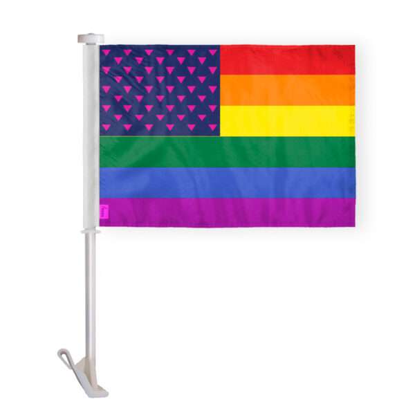 AGAS New Old Glory Triangles Pride Car Window Flag 10.5x15 inch