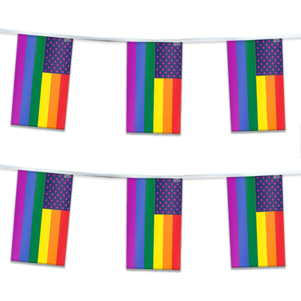 AGAS New Old Glory Triangles Pride Streamers for Party 60 Ft Long