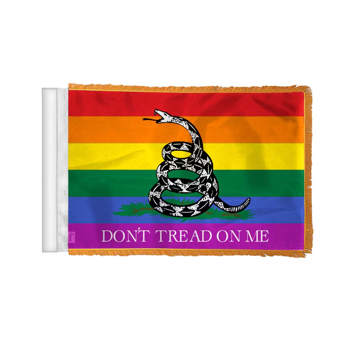 AGAS Dont Tread on Me Pride Antenna Aerial Flag For Cars with Gold Fringe 4x6 inch