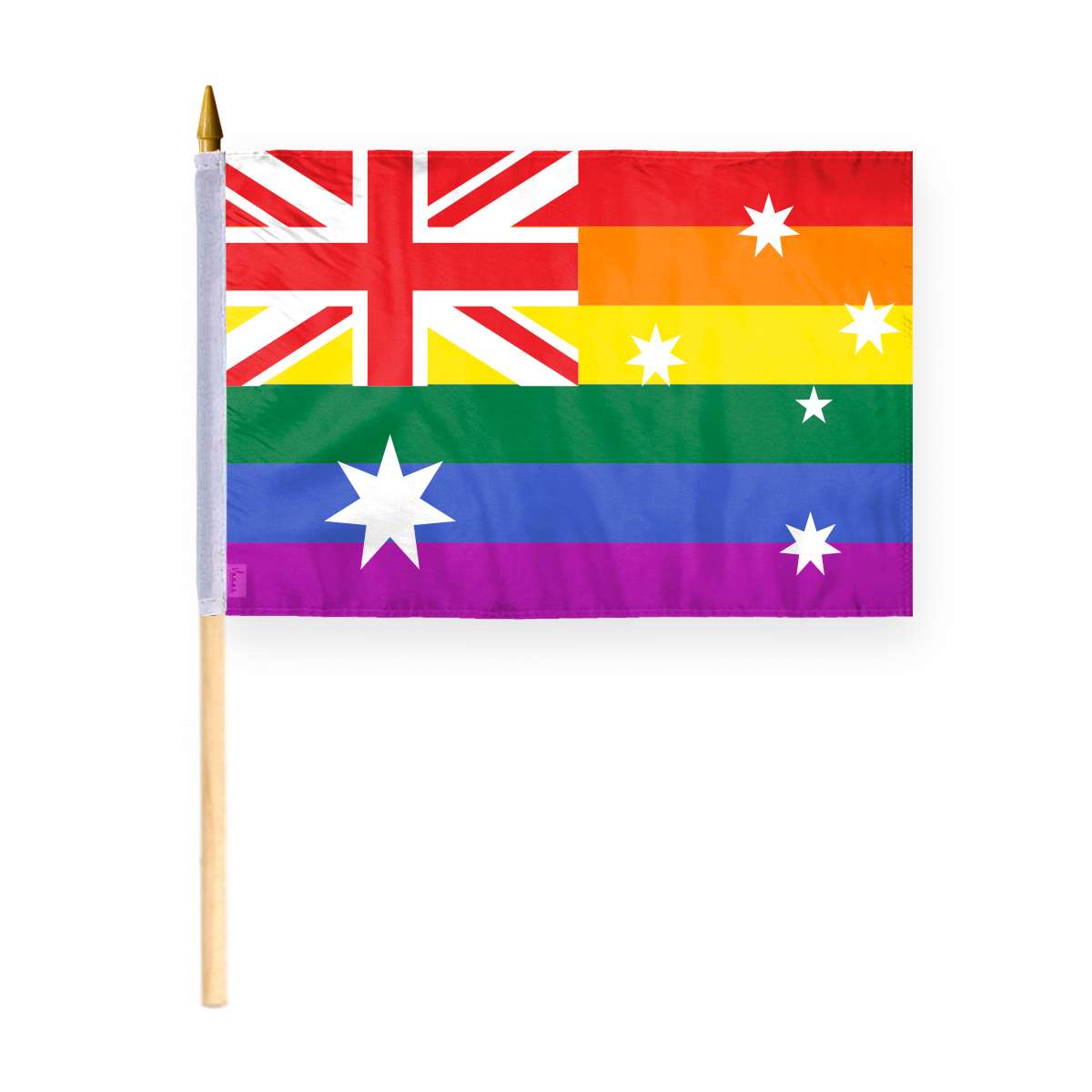 AGAS Australia Pride Stick Flag 12x18 inch Flag on a 24 inch Wooden Flag Stick