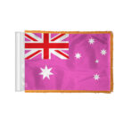 AGAS Australia Pink Pride Antenna Aerial Flag For Cars with Gold Fringe 4x6 inch
