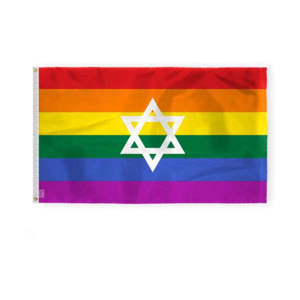 AGAS Israel Jewish Rainbow Flag 3x5 Ft - Printed 200D Nylon
