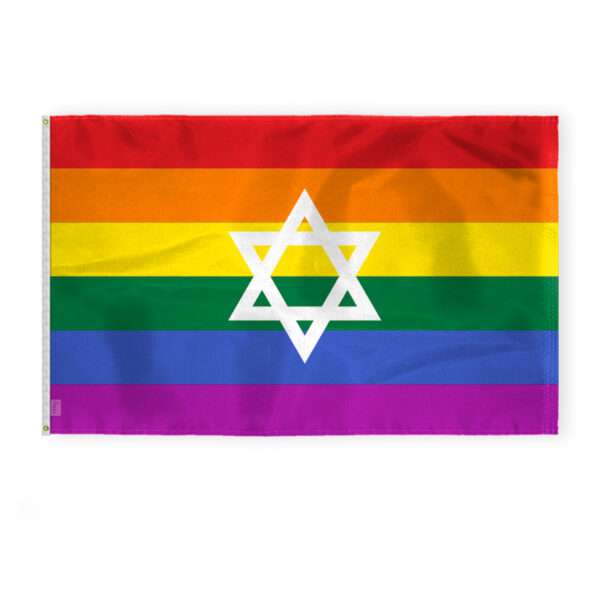 AGAS Israel Jewish Rainbow Pride Flag 4x6 Ft