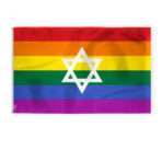 AGAS Israel Jewish Rainbow Pride Flag 5x8 Ft - Printed 200D Nylon