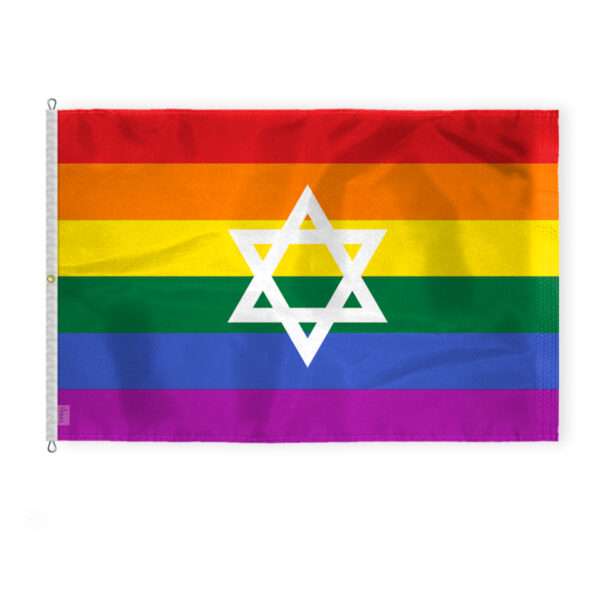 AGAS Large Israel Rainbow Pride Flag 10x15 Ft