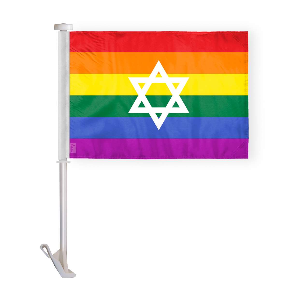 AGAS Israel Rainbow Car Window Flag 10.5x15 inch