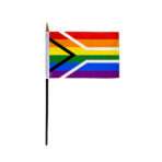 AGAS Small South Africa Rainbow Gay Pride Flag 4x6 inch Flag on a 11 inch Plastic Stick