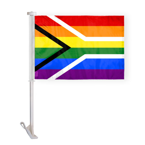 AGAS South Africa Rainbow Gay Pride Car Window Flag 10.5x15 inch