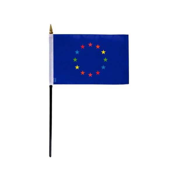 AGAS Small Gay European Flag 4x6 inch Flag on a 11 inch Plastic Stick