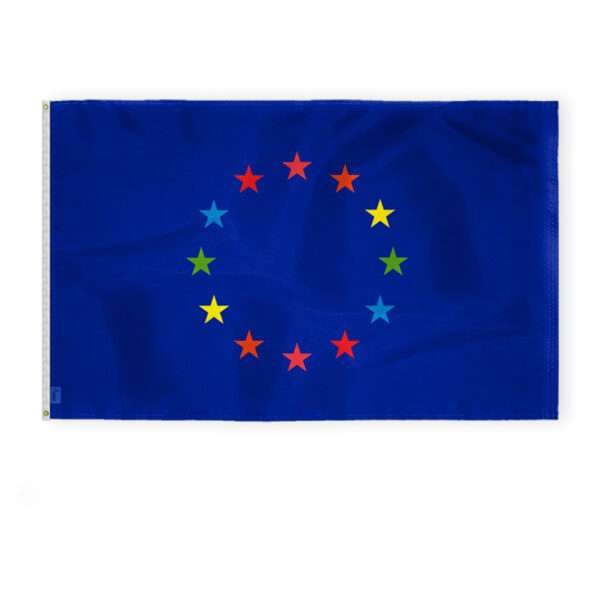 AGAS Gay European Flag 5x8 Ft - Printed 200D Nylon