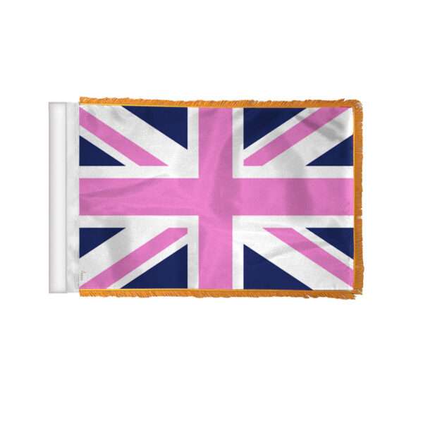 AGAS England Blue Antenna Aerial Flag For Cars with Gold Fringe 4x6 inch