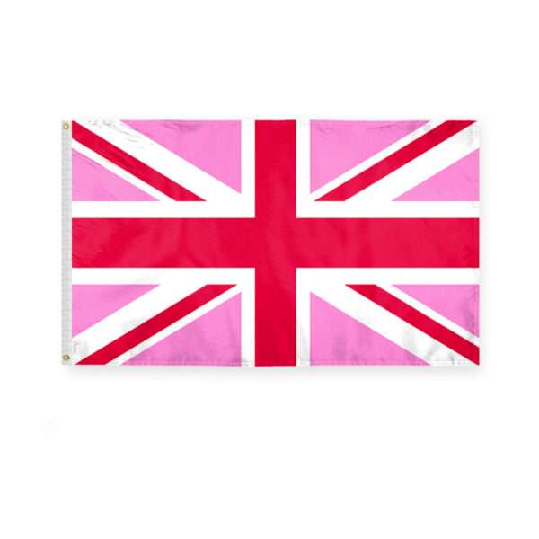 AGAS Pink Union Jack Flag 3x5 Ft - Polyester - Plated Grommets