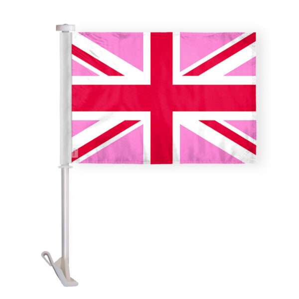 AGAS Pink Union Jack Car Window Flag 10.5x15 inch